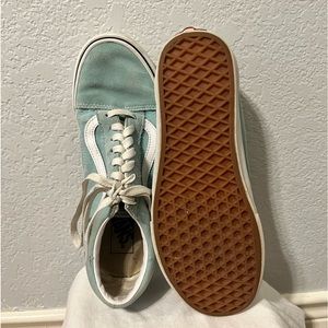 Womens 9.5 teal vans. Used, could benefit from a lite wash.